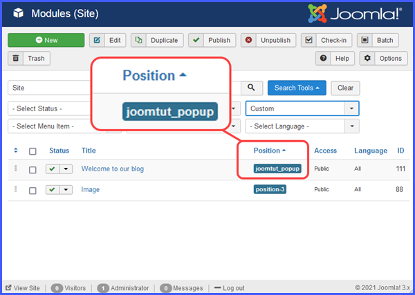 JT Popup Balloon Pro - News Module Position